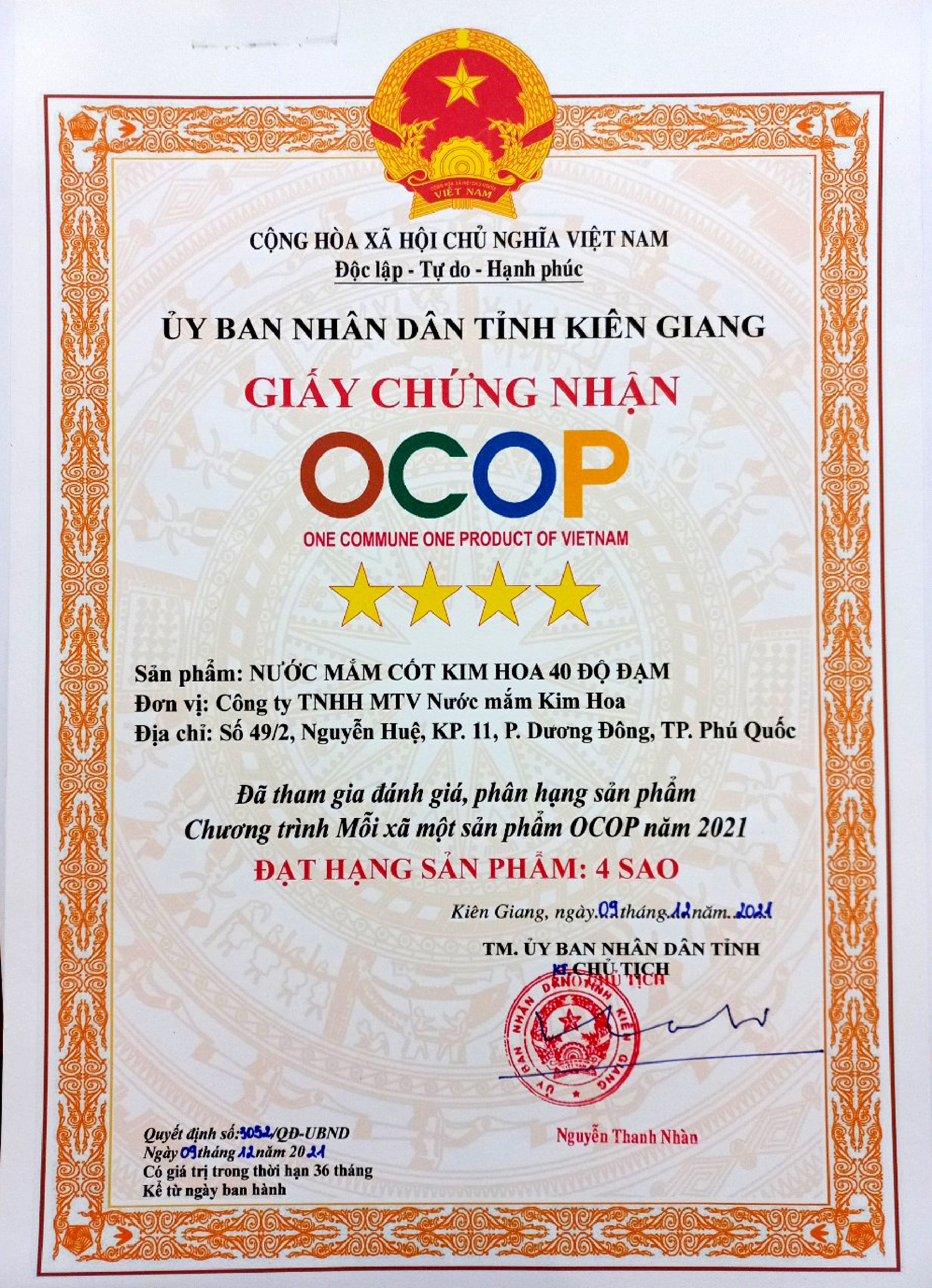 CNSP OCOP 4 sao: Nước mắm 40 độ đạm